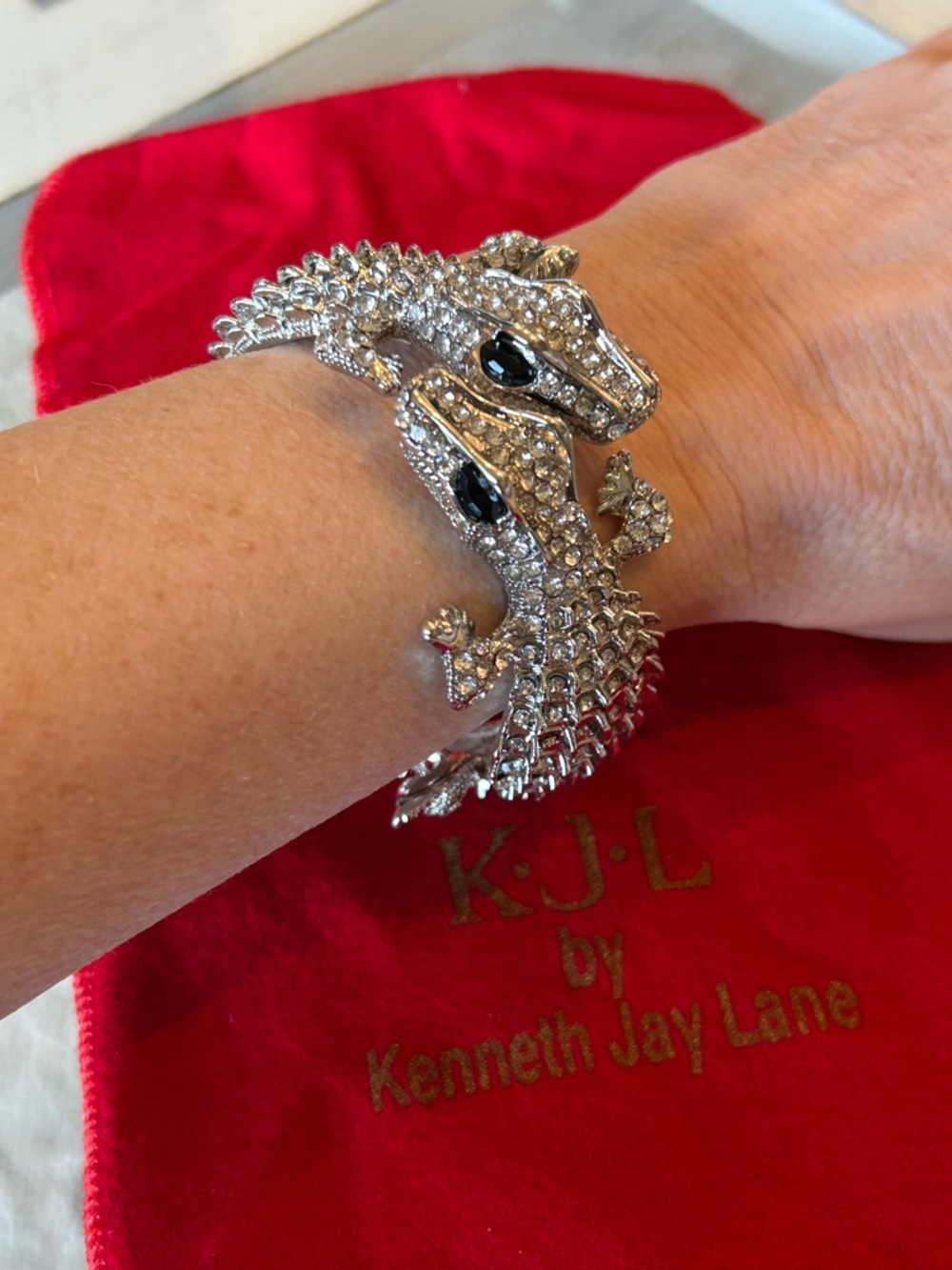 Kenneth Jay Lane Rhinestone Alligator Bracelet - Picture 1 of 7